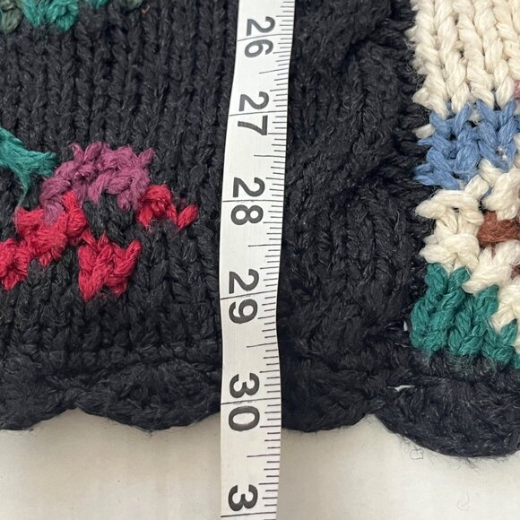 Vtg Hand Knitted Whimsigoth Sweater Vest 1X Folk Art Cottage Eclectic Grandma - Picture 5 of 7